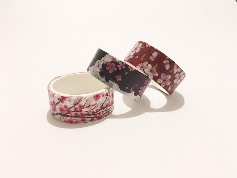Washi tape set 3 piece floral decorative paper tape full rolls 15mm Japanese masking tape scrapbooking journal planner