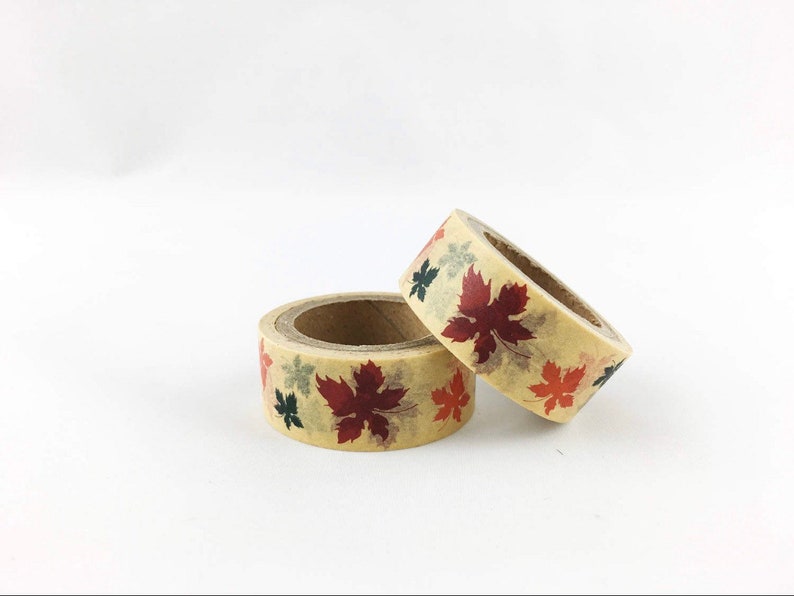 Fall leaves washi tape neutral colors 15mm deco tape Japanese masking tape scrapbooking journal planner