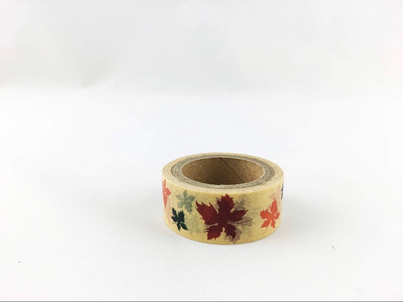 Fall leaves washi tape neutral colors 15mm deco tape Japanese masking tape scrapbooking journal planner