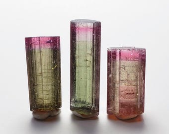 Natürliche Turmalinkristalle Bi Color, Roher Turmalin aus der Afghanistan-Paprok-Mine / 7,8 Karat