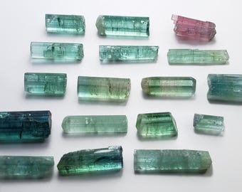 Cristales de turmalina bicolor, espécimen de piedra preciosa en bruto, Afganistán, 42 quilates