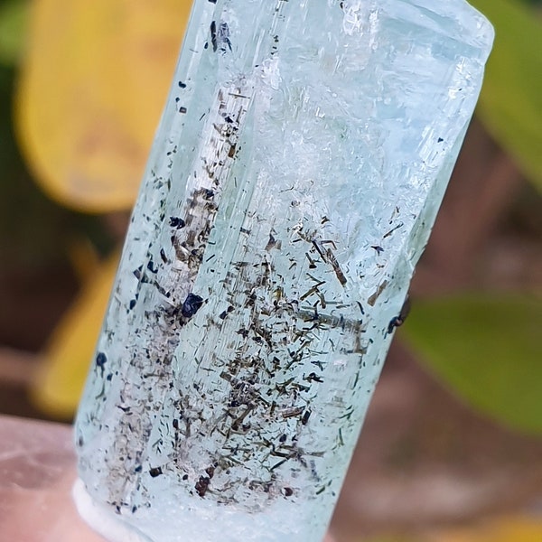 Aquamarine Crystal  sky blue with schrol combined  From Shigar mine , Aquamarine Specimen , Rough Crystal , Natural Aquam