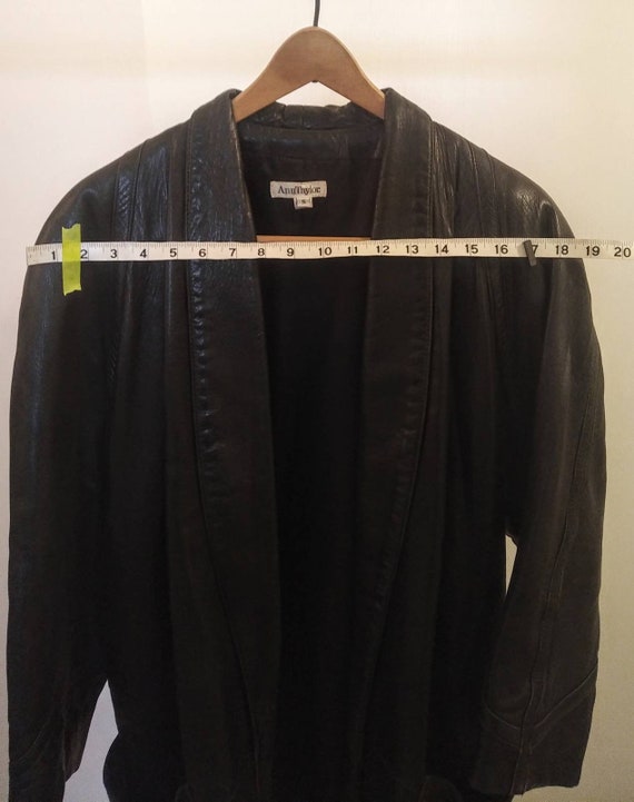 VTG 80s/90s Oversized Batwing Leather Coat Black … - image 9