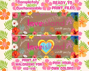 Tengo un banner de texto imprimible, banner para fiesta de Islanders, letrero para fiesta de verano tropical, banner personalizado de Canva