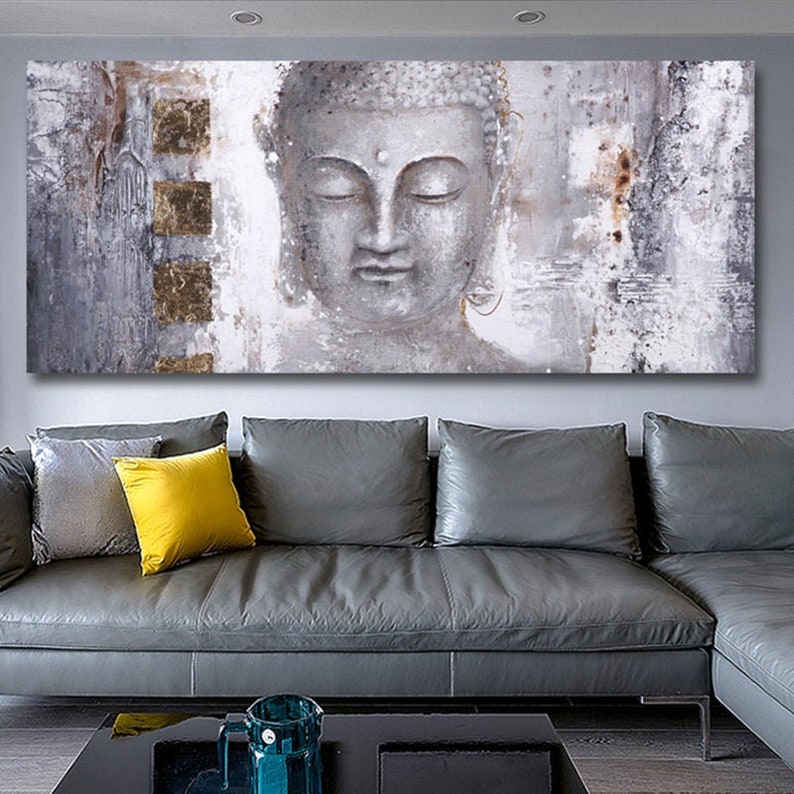 Buddha Painting Canvas Wall Art Canvas Large Modern Buddha Etsy