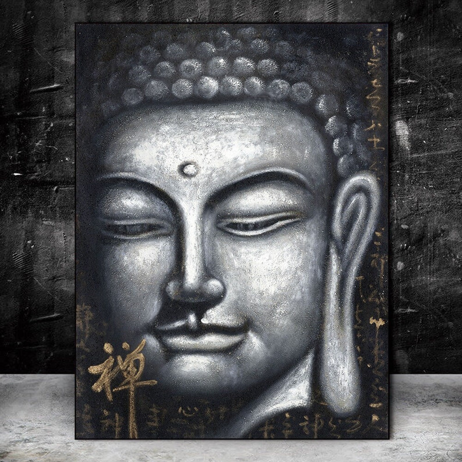 Vintage Sliver Buddha Oil Paintings on Cnavas Art Prints Buddhism