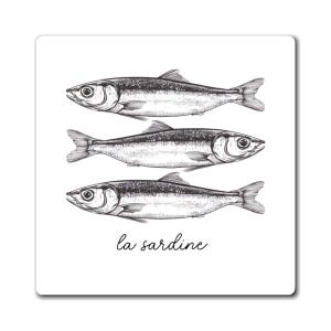 La Sardine Magnet, French Coastal Decor, Vintage Fish Illustration, Kitchen Magnet, Nautical Gift, Sardine Artwork Magnet