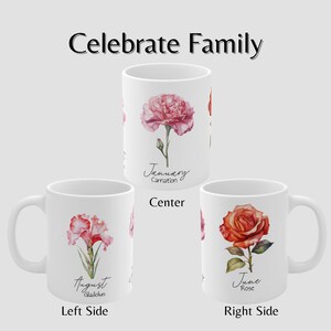 Personalized Birth Flower Mug: Custom Family Floral Ceramic Mug