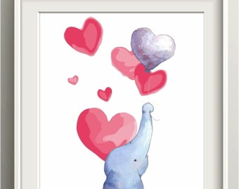 Elephant Balloon Download Girl/Boy Clip Art, Wall Art, Nursery, Animal, Balloon, Nursery Decor, Print, Instant Download