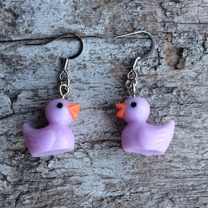 Fashion Cartoon Animal Cute Duck Earrings for Women Jewelry Gifts Eating  Sets for Multiple Piercings (Purple, One Size)