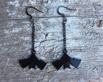 Bat earrings,Halloween earrings,Black bat earrings,cute bat earrings,Bat dracula earrings,Fun earrings,Spook bat earrings,Black earrings.