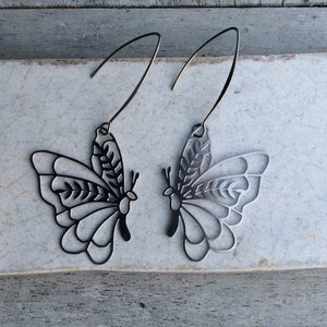 Butterfly earrings,Women earrings,Laser Cut earrings,Stainless steel earrings,Long earrings,Bohemian,Statement earrings,3D Butterfly jewelry