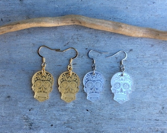 Sugar skull Earrings,Skull earrings,Sugar skull Jewelry,Sugar skull Gifts,Day of the dead Earrings,Candy skull earrings,Halloween earrings.