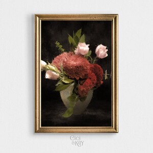 Moody Florals Digital Oil Painting | Vintage Inspired Wall Art | Wall Decor | Printable Digital Download