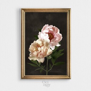 Moody Florals Pintura al óleo digital / Arte de pared de inspiración vintage / Decoración de pared / Descarga digital imprimible