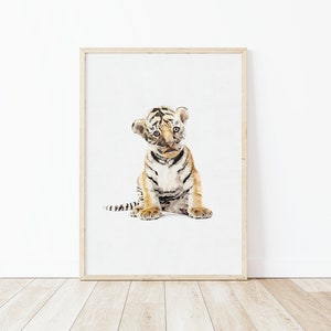 Baby Tiger Print, Safari Wild Animal Print, Jungle Nursery Wall Art, Printable Wall Art, Watercolor, Nursery Print, Instant Download