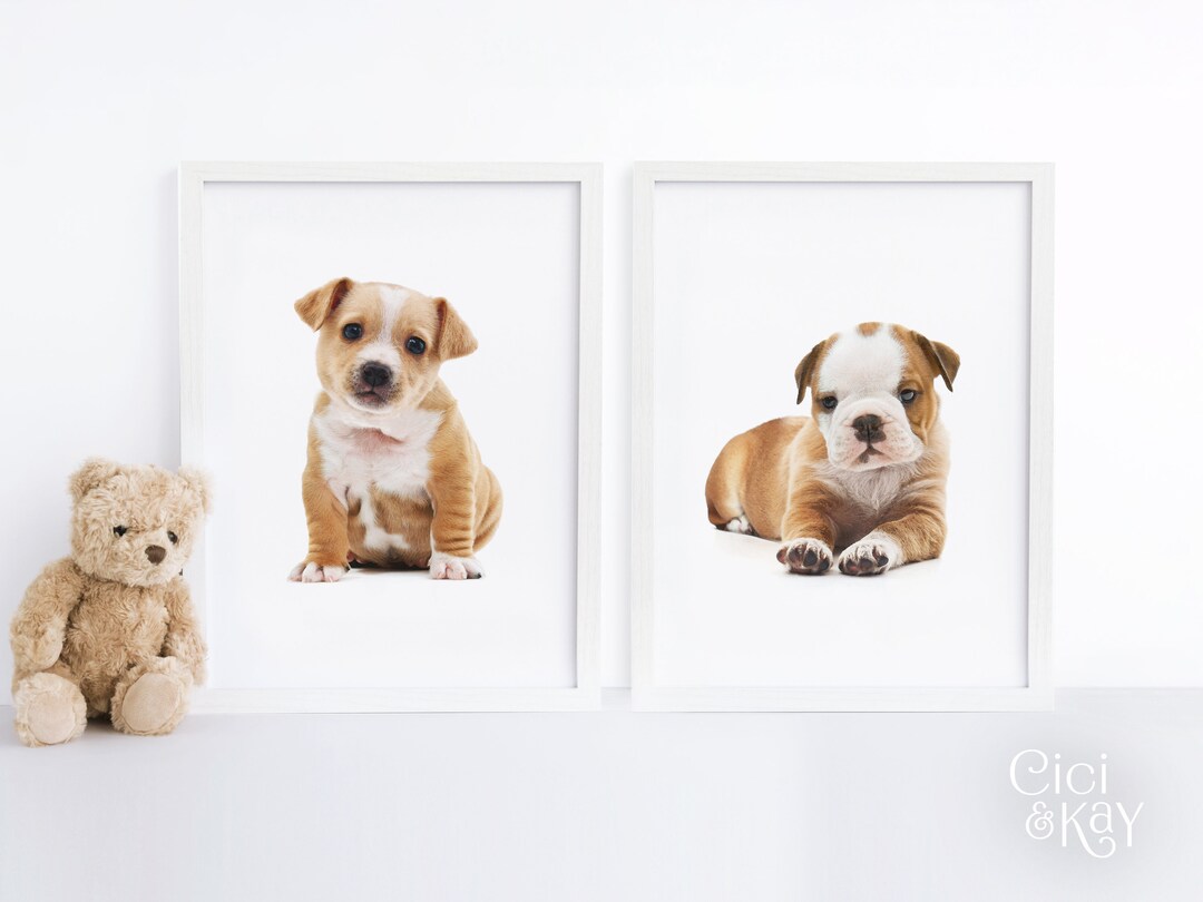 Nursery Wall Art, Puppy Dog Nursery Print, Set of 2, Printable Wall Art