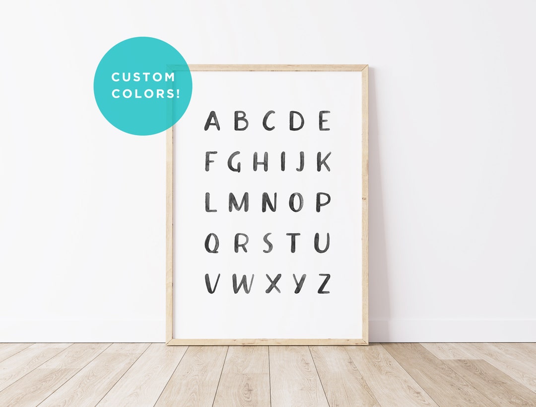 Custom Alphabet Poster, Alphabet Print, ABC Wall Art, ABC Poster Chart ...
