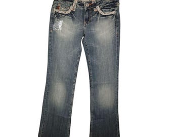 Miss Me Vintage 90s Y2k NWT Lace Pocket Low Rise Boot Cut Denim Jeans Size 27