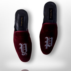 Monogram Initials Embroidered Slippers Mules by May Anthony