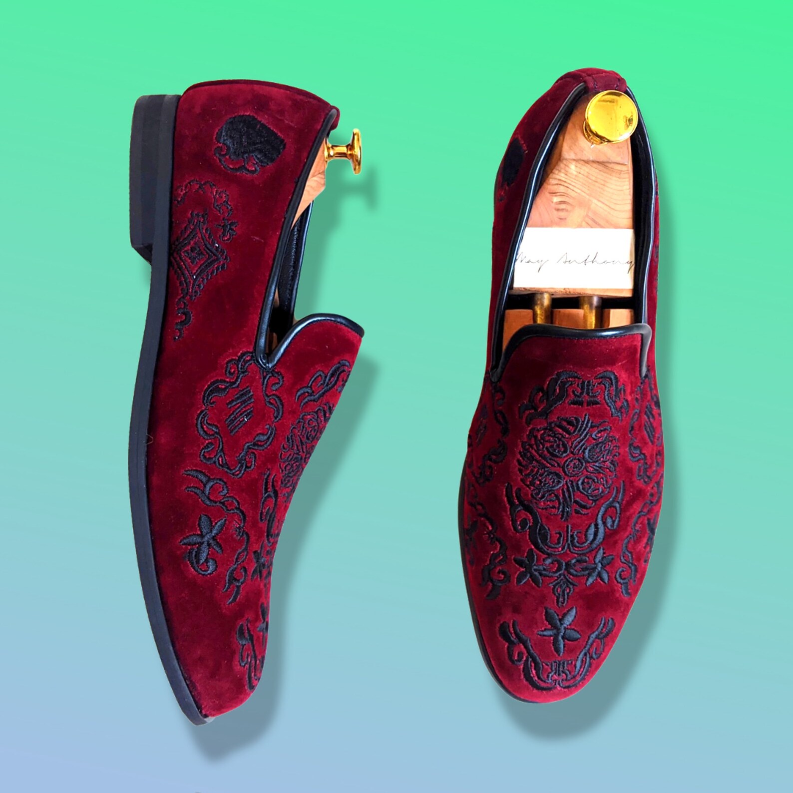 Aare Embroidered Slippers Loafers by May Anthony - Etsy