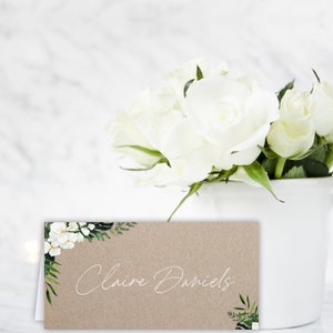 Biglietto d'auguri per matrimonio "Foresta Incantata" - Segnaposto, rustico, floreale, tropicale, Kraft, su misura, moderno, boho, bianco, foglie