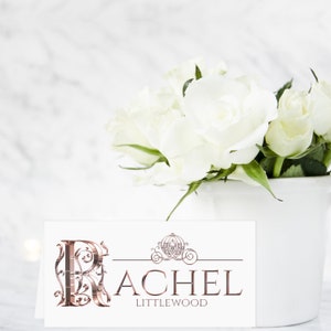 Once upon a time Wedding Name Card - Place card, rustic, castle, outline, blush, bespoke, fairytale, carriage, princess