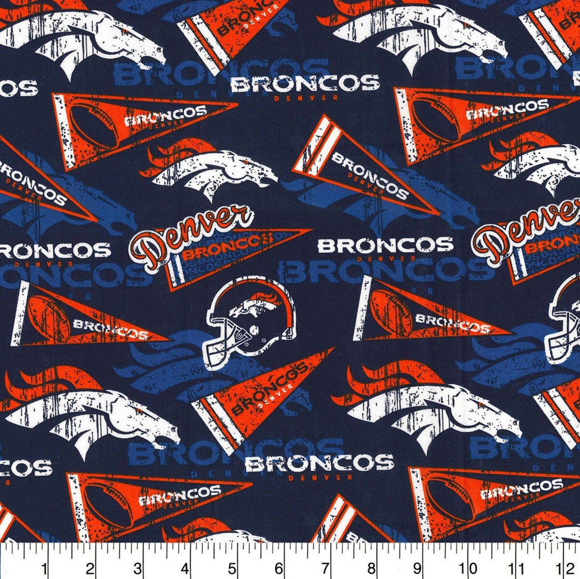 Denver Broncos Fabric By The Yard All NFL Licensed Logo Etsy