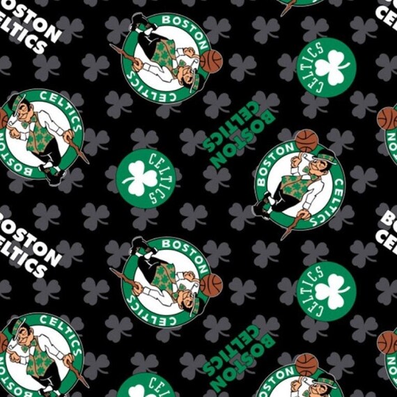 Boston Celtics Fabric By The Yard NBA Logo Print 100 Etsy