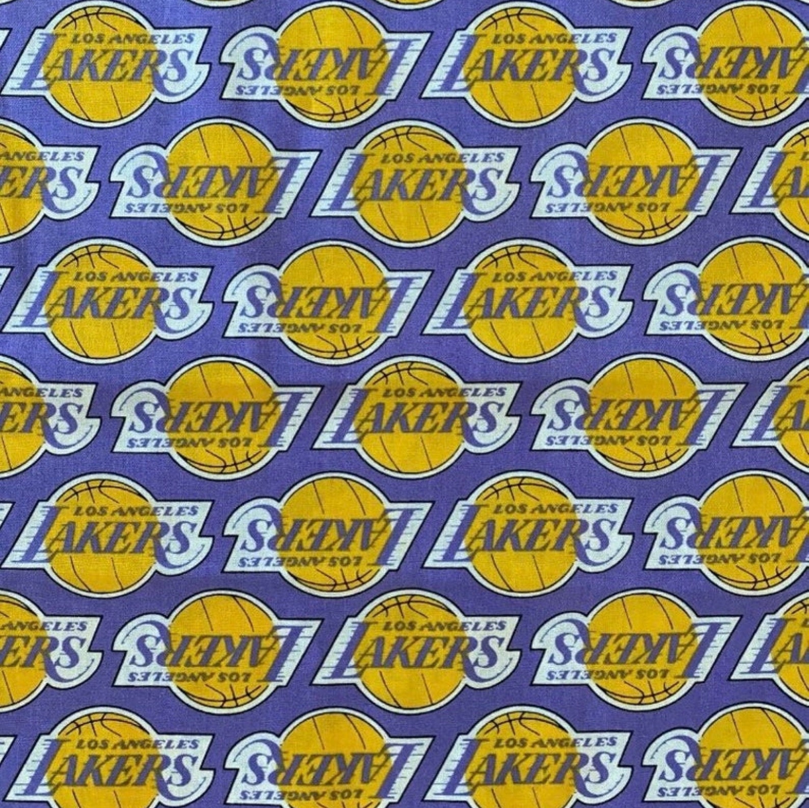 Lakers Fabric by the Yard NBA Pennant Vintage Logo Prints Etsy