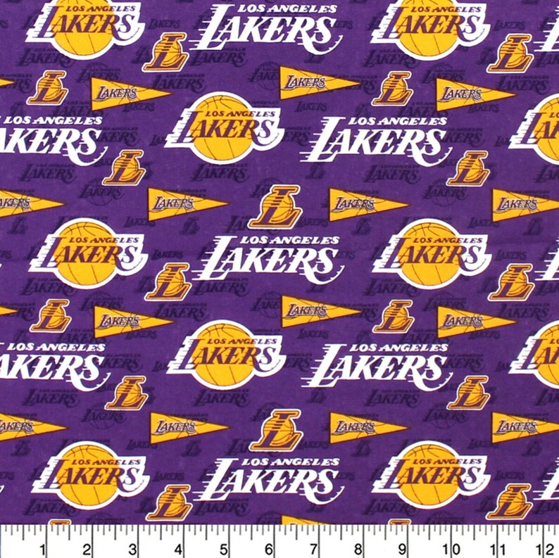 Lakers Fabric by the Yard NBA Pennant Vintage Logo Prints Etsy