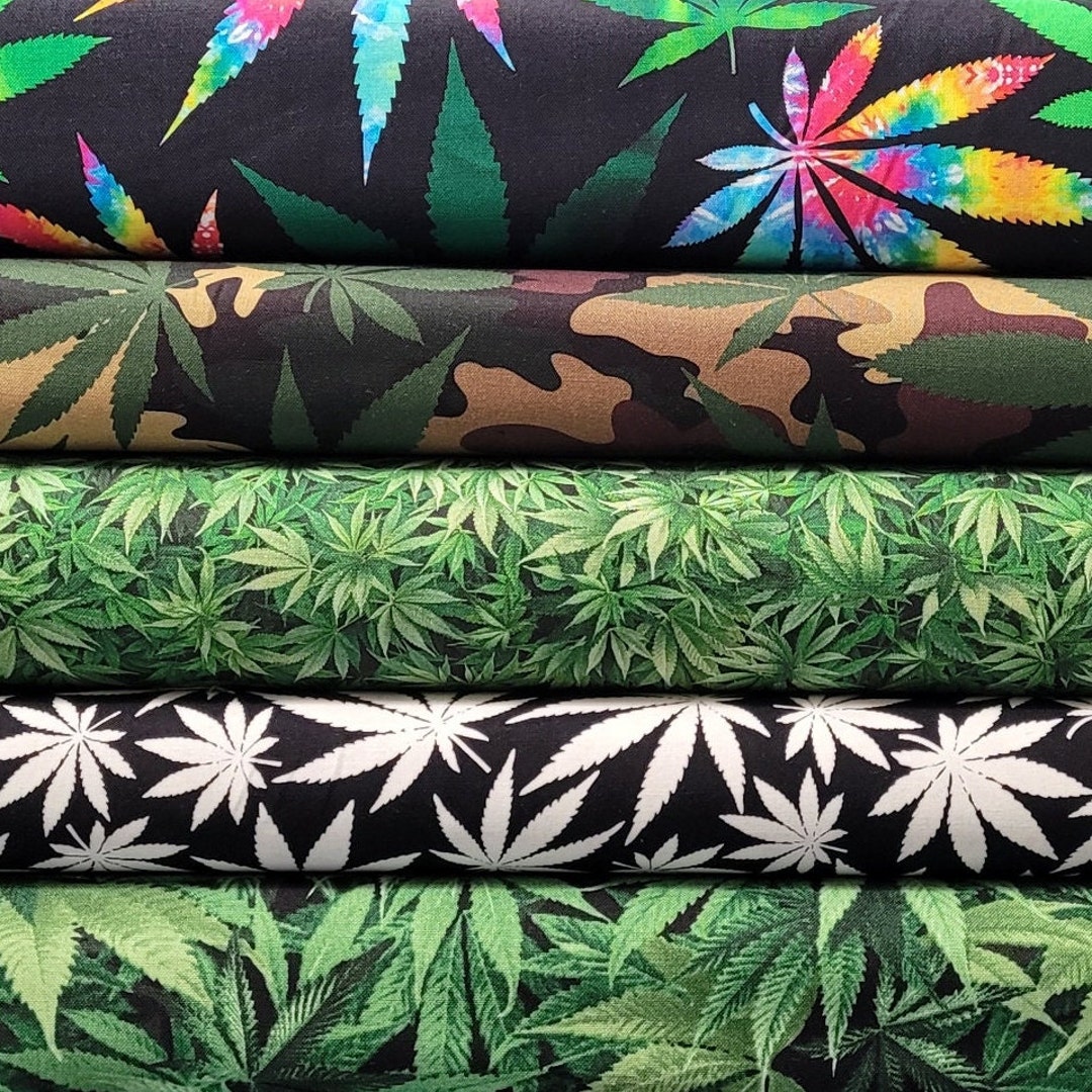 Cannabis Fabric by the Yard Nature Green Weed Marijuana Pot Etsy