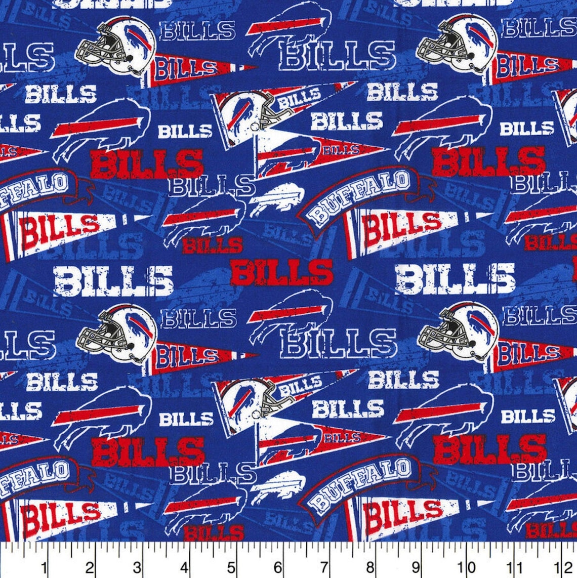 Buffalo Bills Fabric By The Yard NFL Licensed Logo Prints Etsy