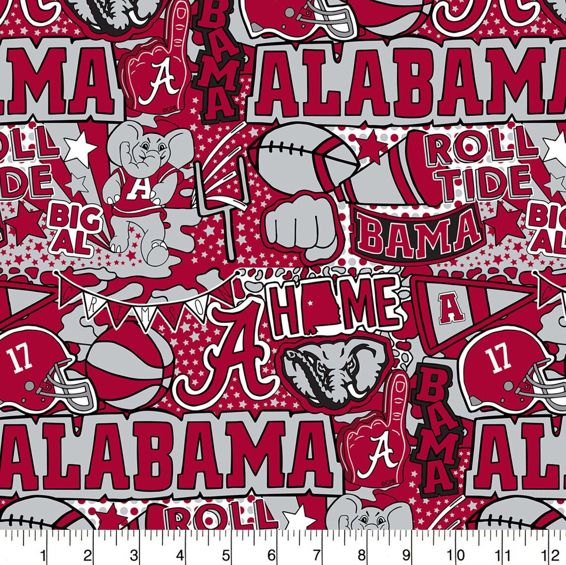Alabama Crimson Tide Fabric By The Yard NCAA College Prints | Etsy