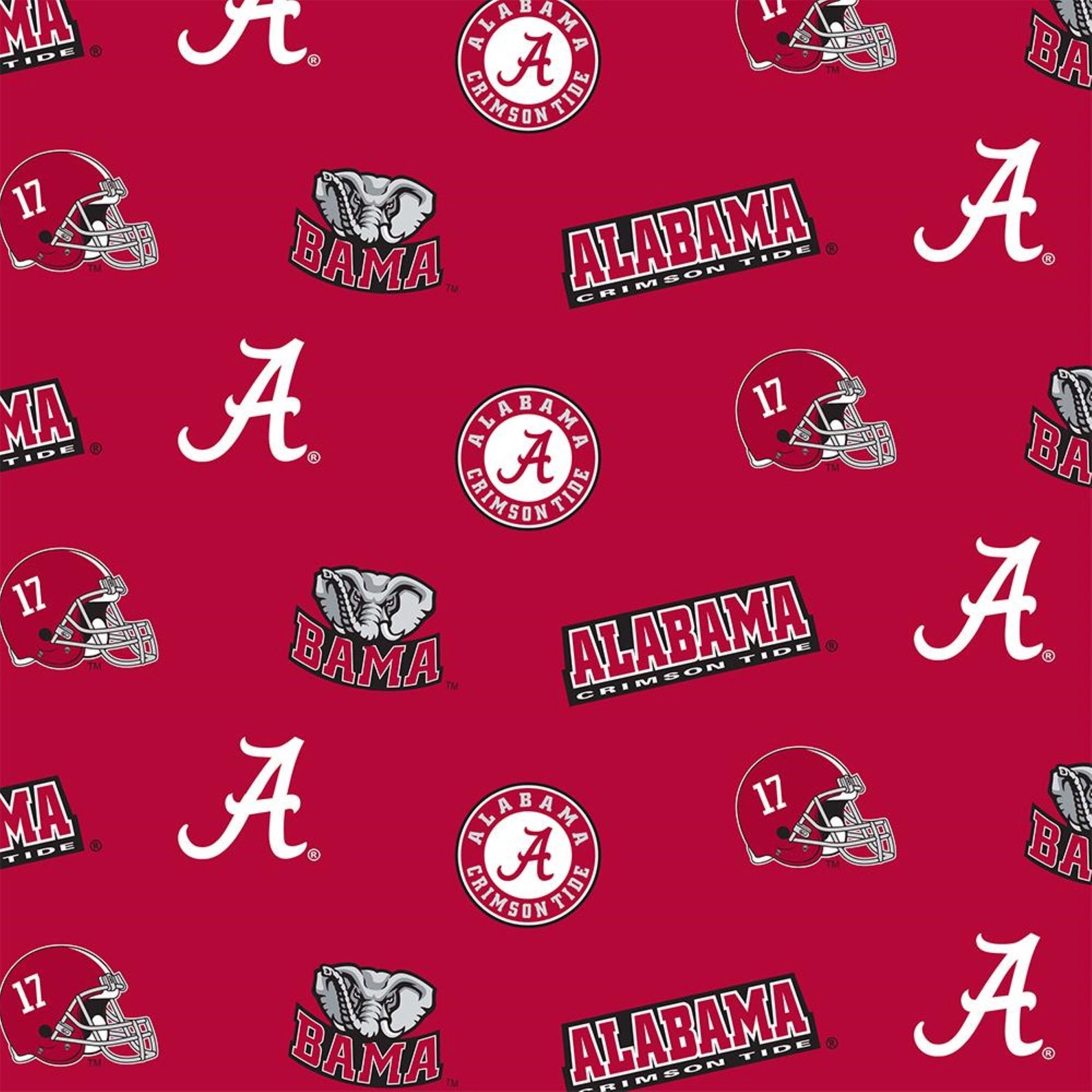 Alabama Crimson Tide Fabric By The Yard NCAA College Prints | Etsy