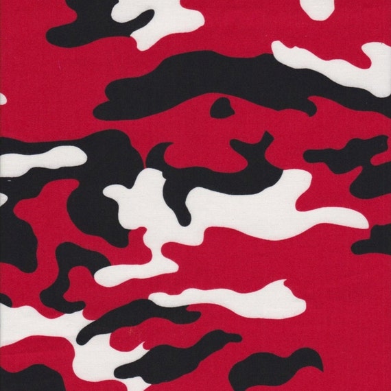 Red Camo Fabric By The Yard Fashion Camouflage Print 100 Etsy