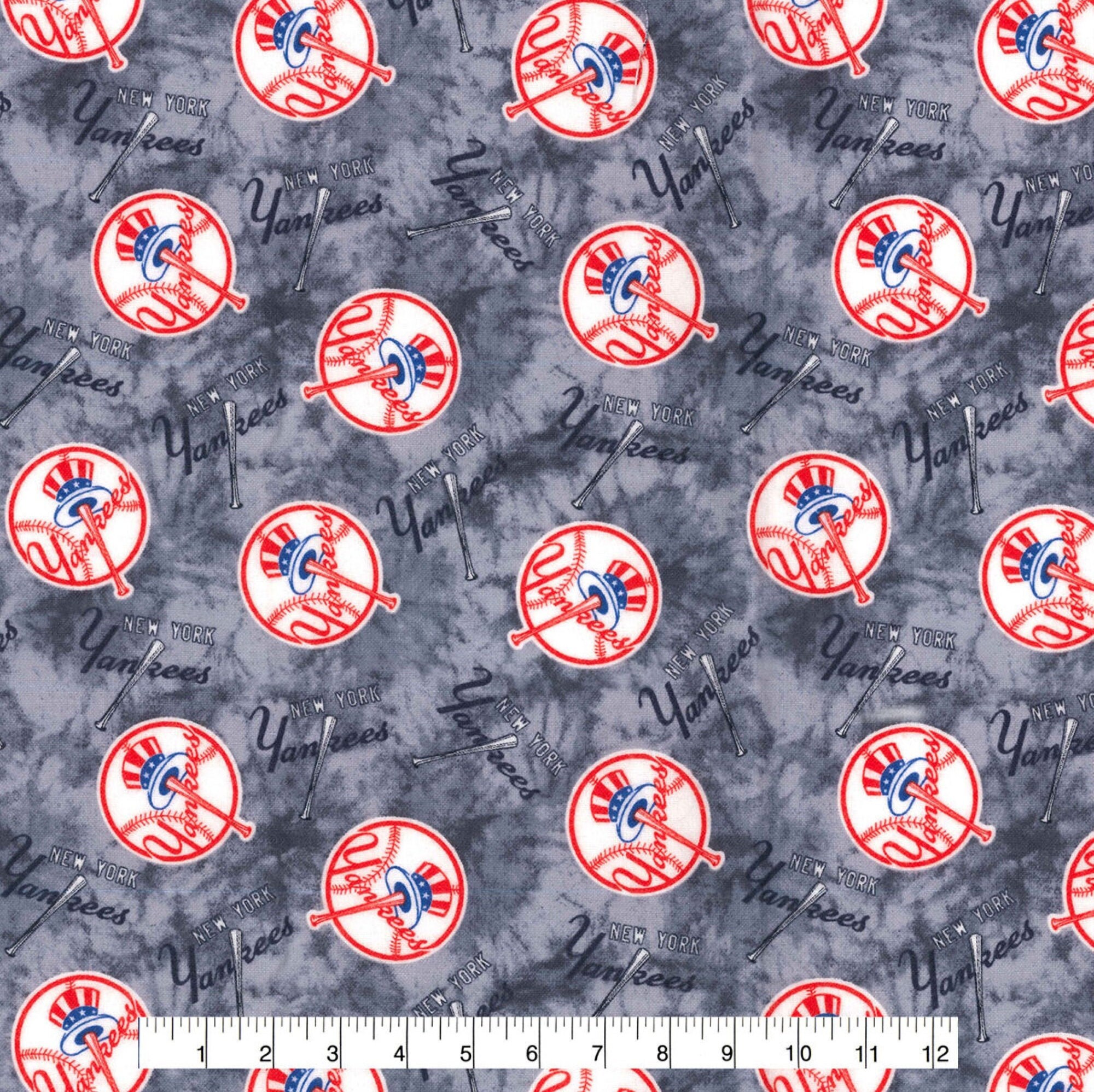 Yankees Fabric by the Yard MLB Licensed Prints 100 Cotton Etsy