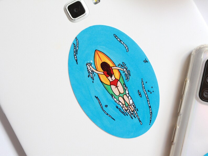 Surfer girl sticker glossy finish waterproof vinyl sticker