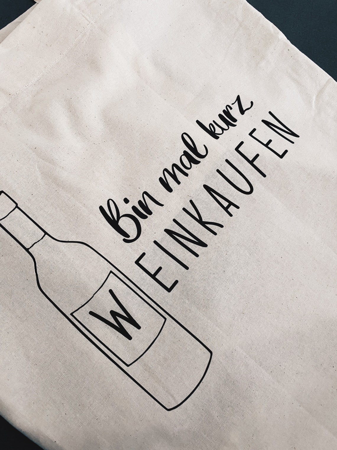 Bin Kurz (W) Einkaufen Filztasche - Lustiger Wein Spruch Beutel, 39x49cm Nachhaltig