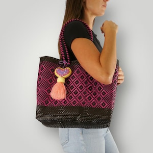Mexican Handwoven Tote Bag / Beach, Bachelorette, Wedding, and Gift Bag for Women / Medium Double Strap
