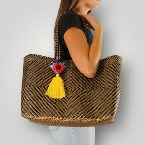 Mexican Handwoven Tote Bag / Beach, Bachelorette, Wedding, and Gift Bag for Women / Large Double Strap