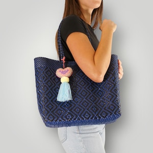 Mexican Handwoven Tote Bag / Beach, Bachelorette, Wedding, and Gift Bag for Women / Medium Double Strap