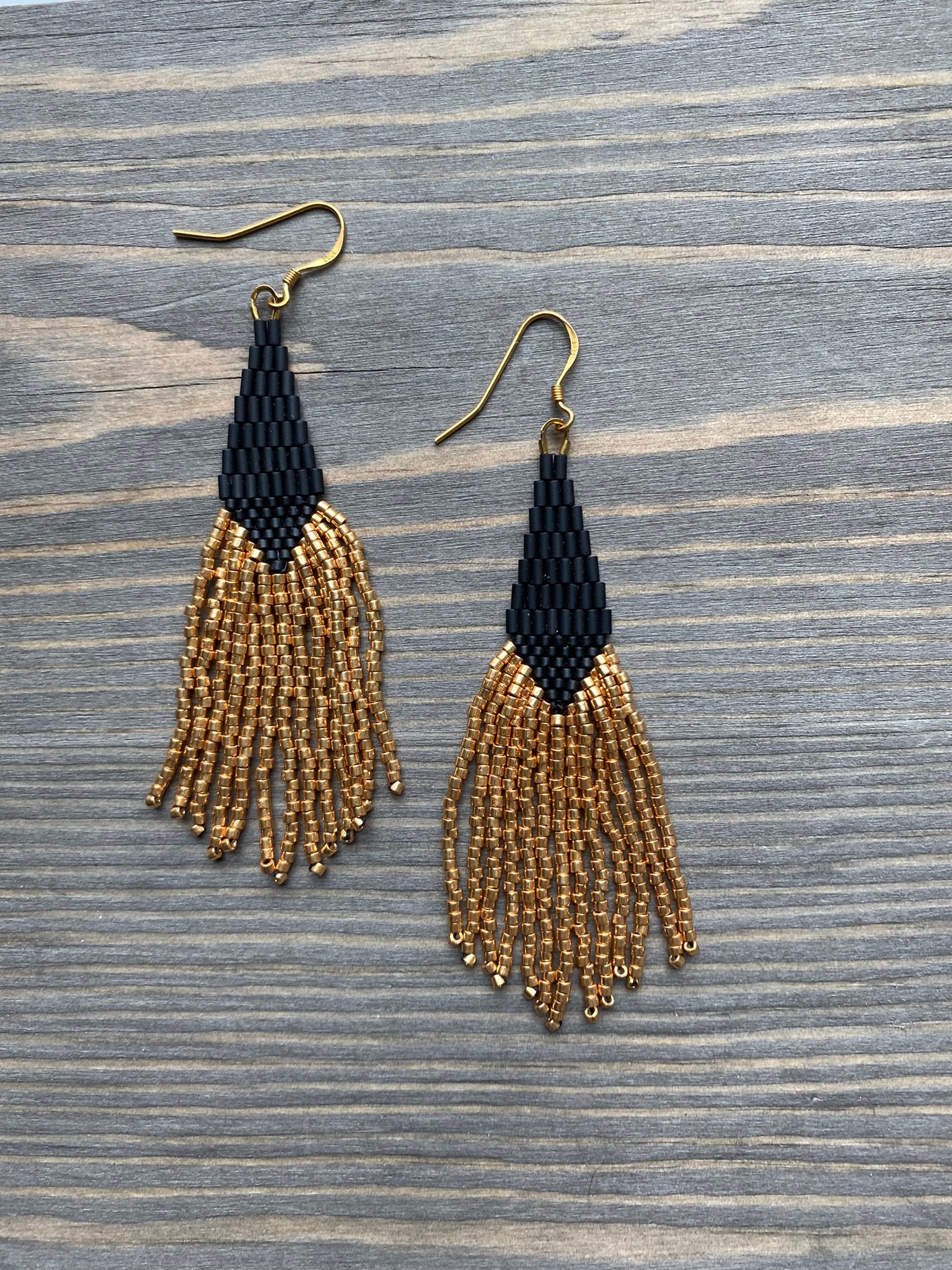 Gold Seed and Bugle 3 Beaded Fringe – General Bead