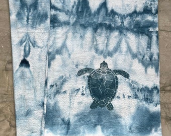 Paño de cocina teñido anudado de tortuga de algodón orgánico