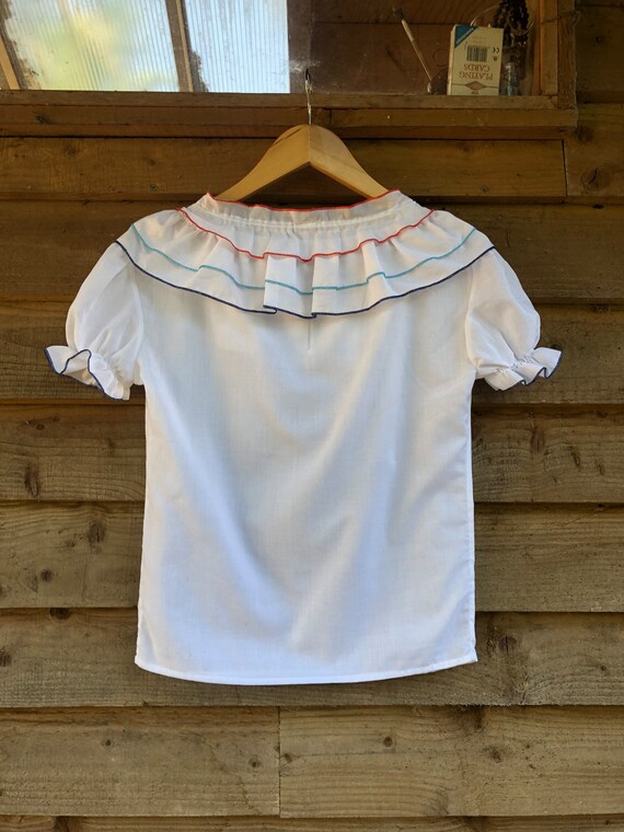 Vintage white cotton ruffle blouse - image 3