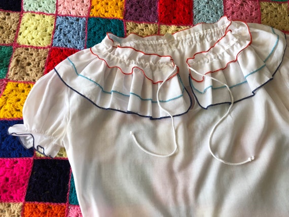 Vintage white cotton ruffle blouse - image 8