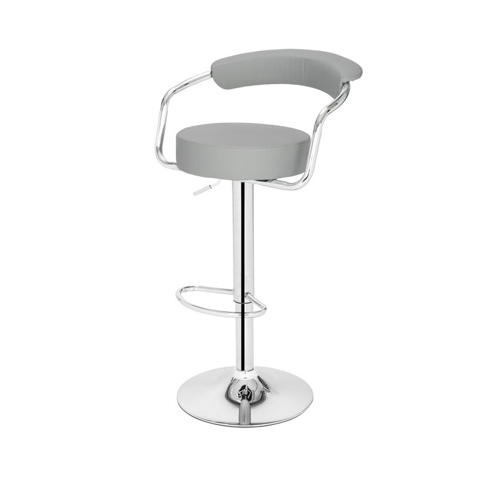 Set of 2 Highgrade Round Back Cushion Bar Stool Grey perfect Etsy