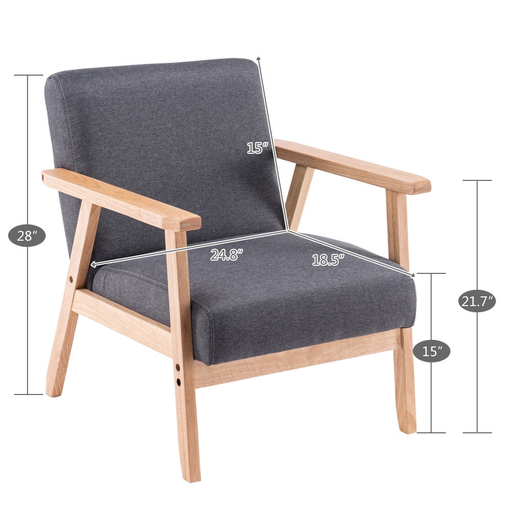 High Quality Fabric Wood Armrest Single Sofa Light Grey | Etsy