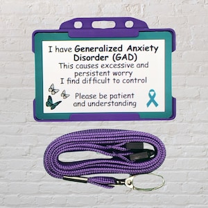 Tarjeta de identificación y cordón de discapacidad para la concienciación sobre la ansiedad