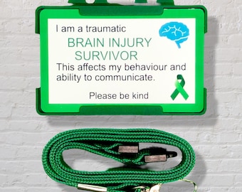Traumatic Brain Injury Disability ID Awareness Card and Lanyard